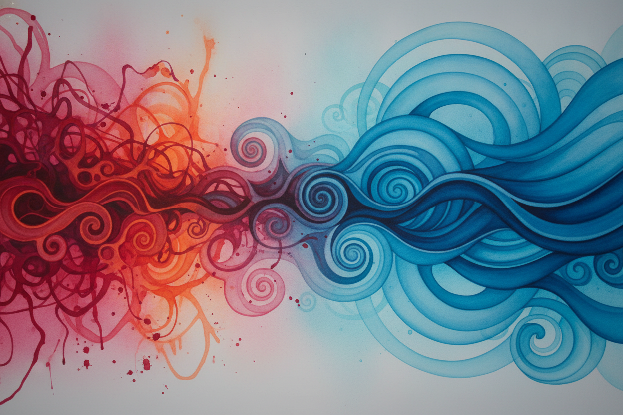 Representación abstracta de emociones calmándose.